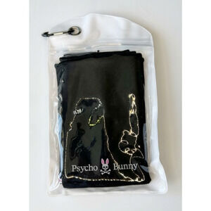 Psycho Bunny Sport Cooling Towel with Carabiner Clip Carrying Pouch –Black/White